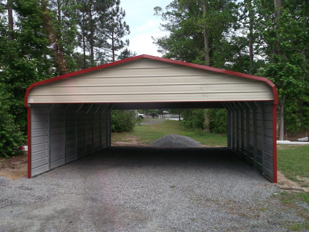 Bent Bow carport with sides closed and 2 gables Item #18